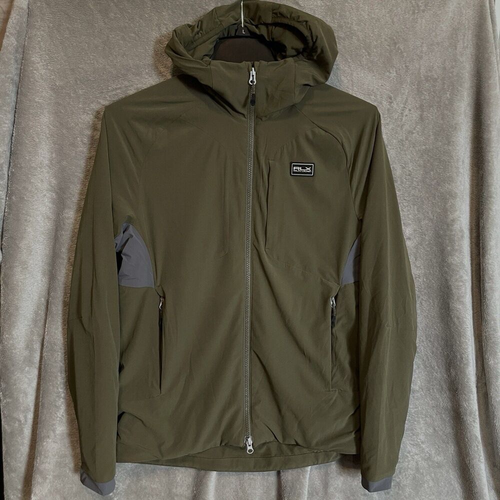 Ralph Lauren RLX Stretch Ripstop Hooded Jacket Small Green Hiking Gorpcore